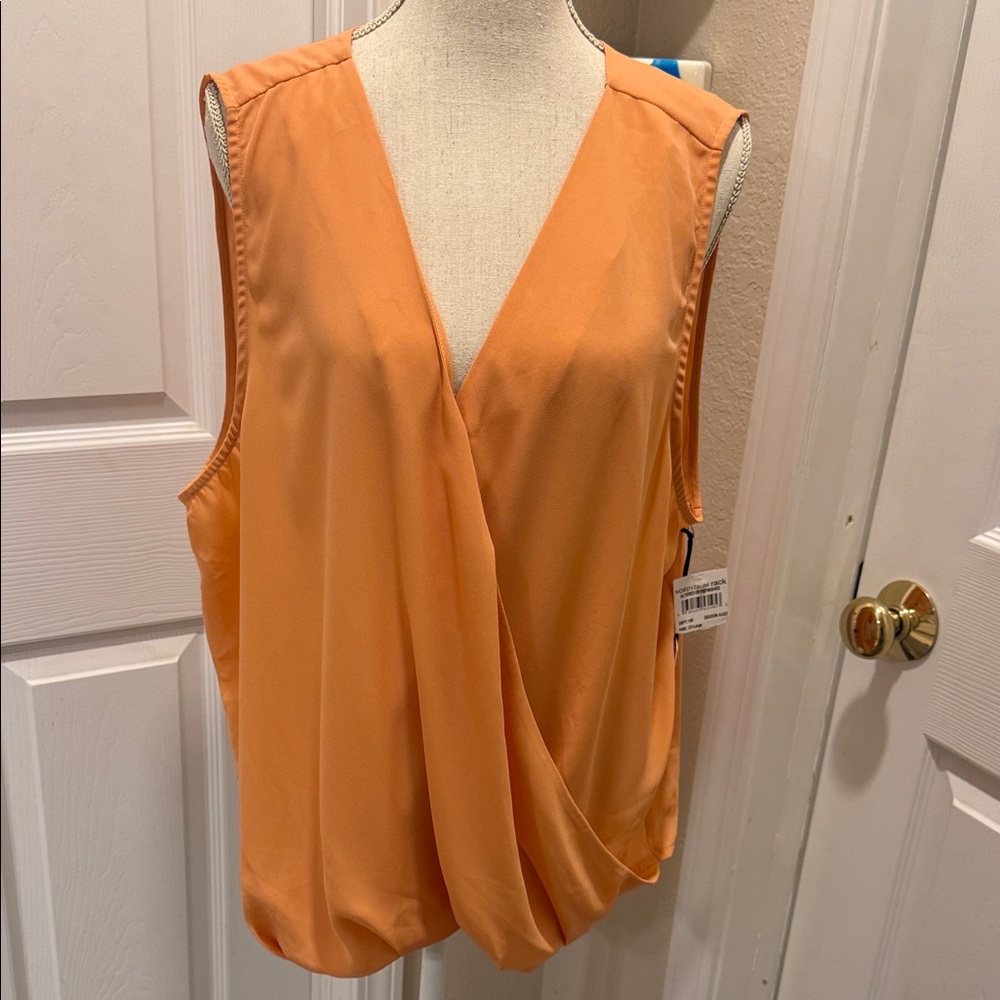 Halogen Peach Orange Sleeveless Wrap-Front Camisole